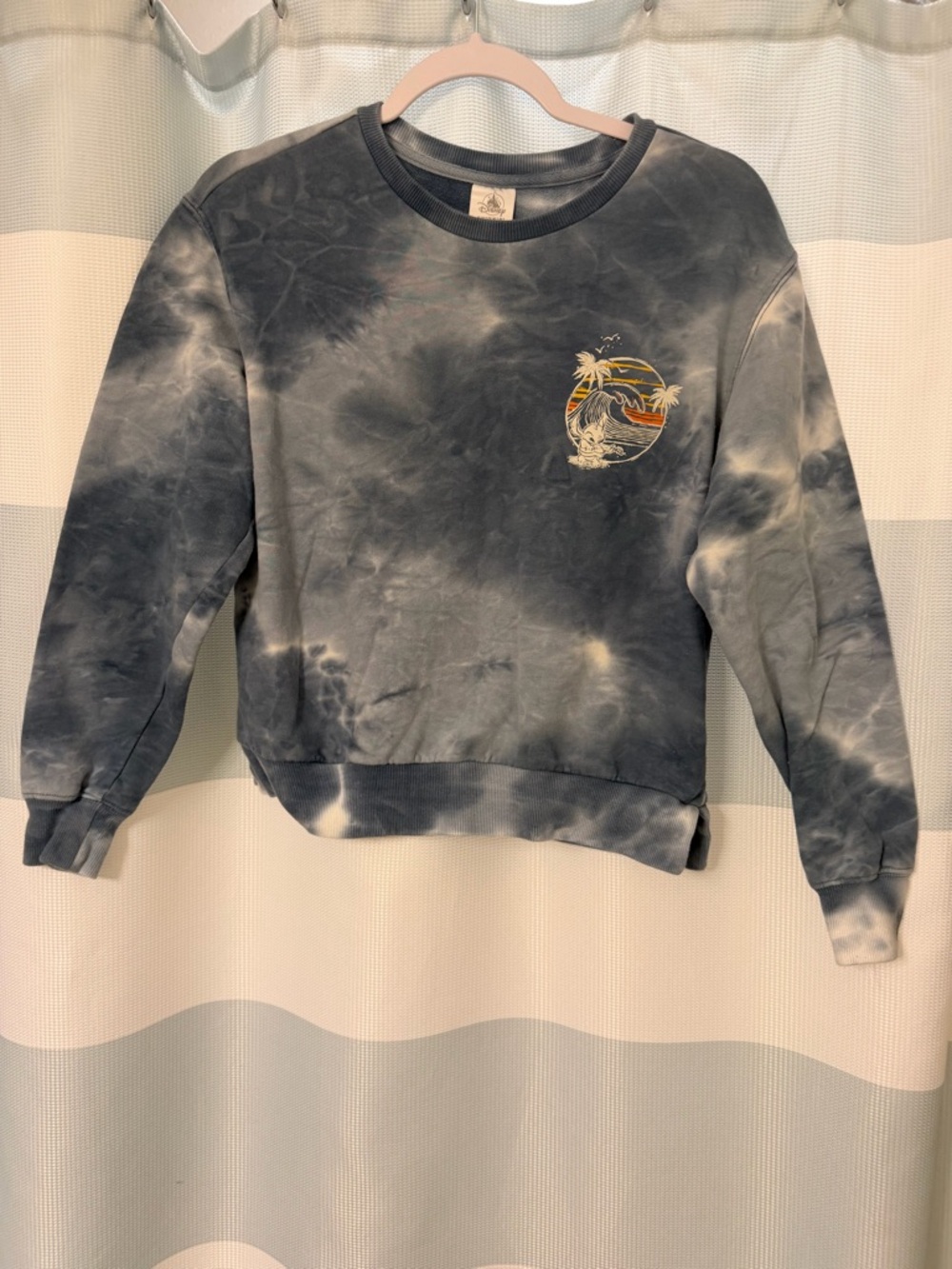 Disney “Stitch,” Light Blue and Gray Pullover Sweatshirt